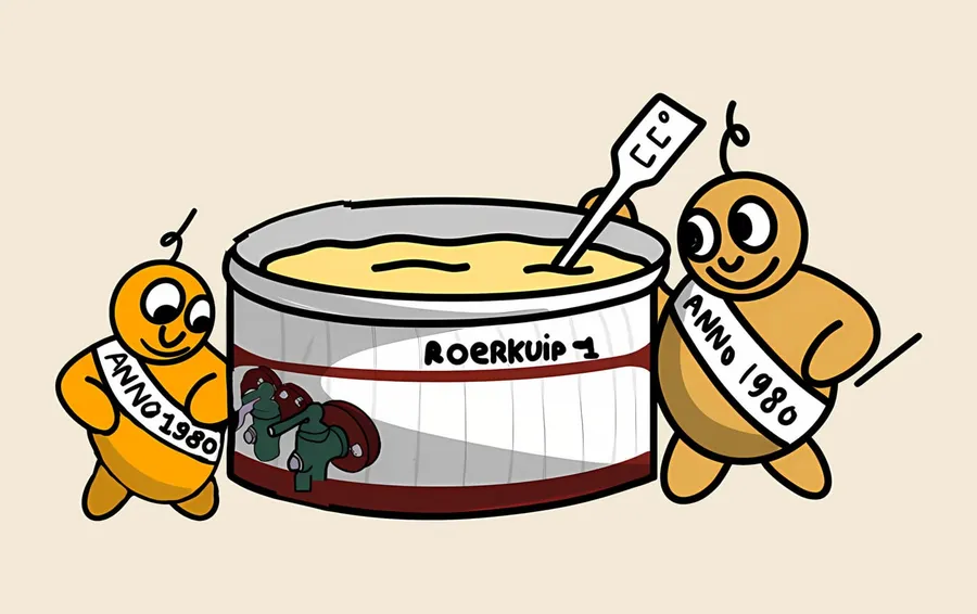 Tekening: het Oerbier-mannetje bij stap 3, maischen